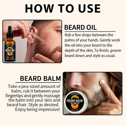 100% Natural Sandalwood Scent Beard Oil and Balm