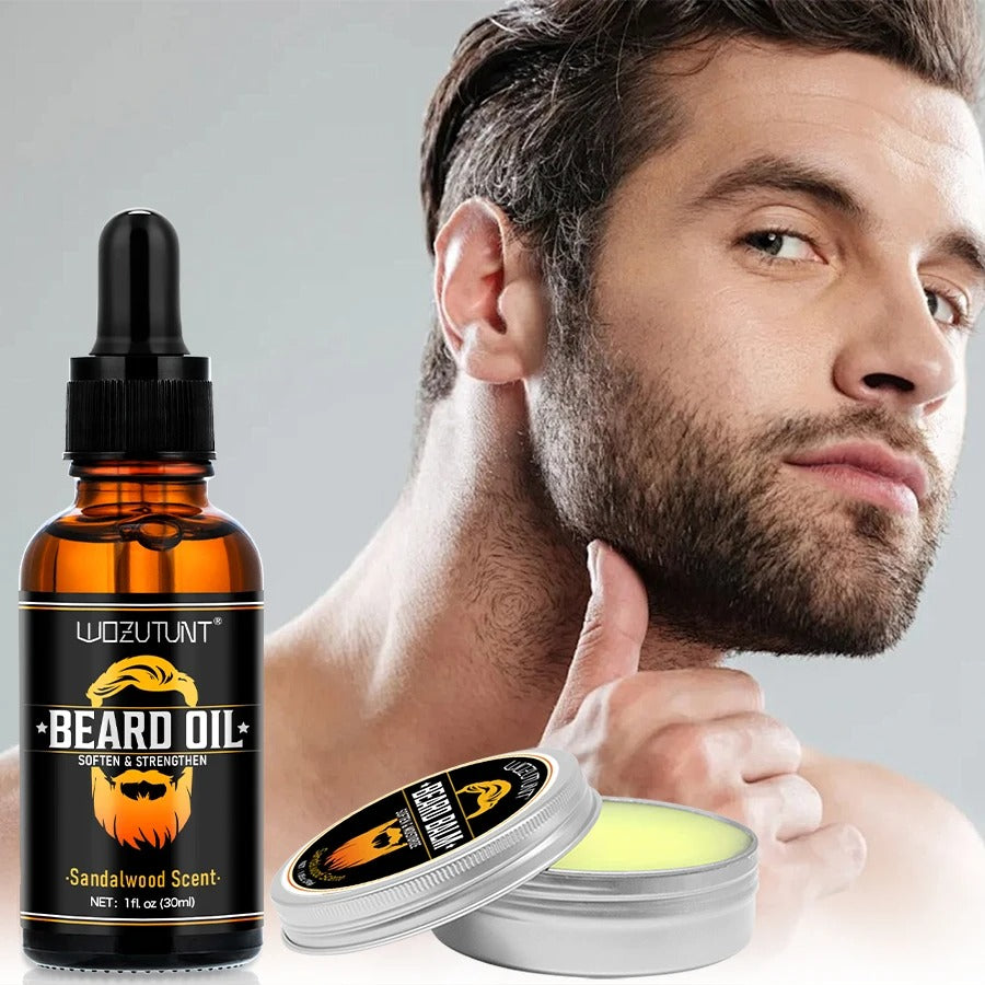 100% Natural Sandalwood Scent Beard Oil and Balm