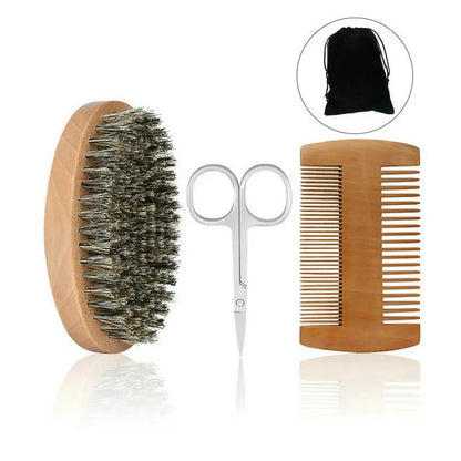 Professional Soft Bore Bristle Brush and Comb Kit with Scissors