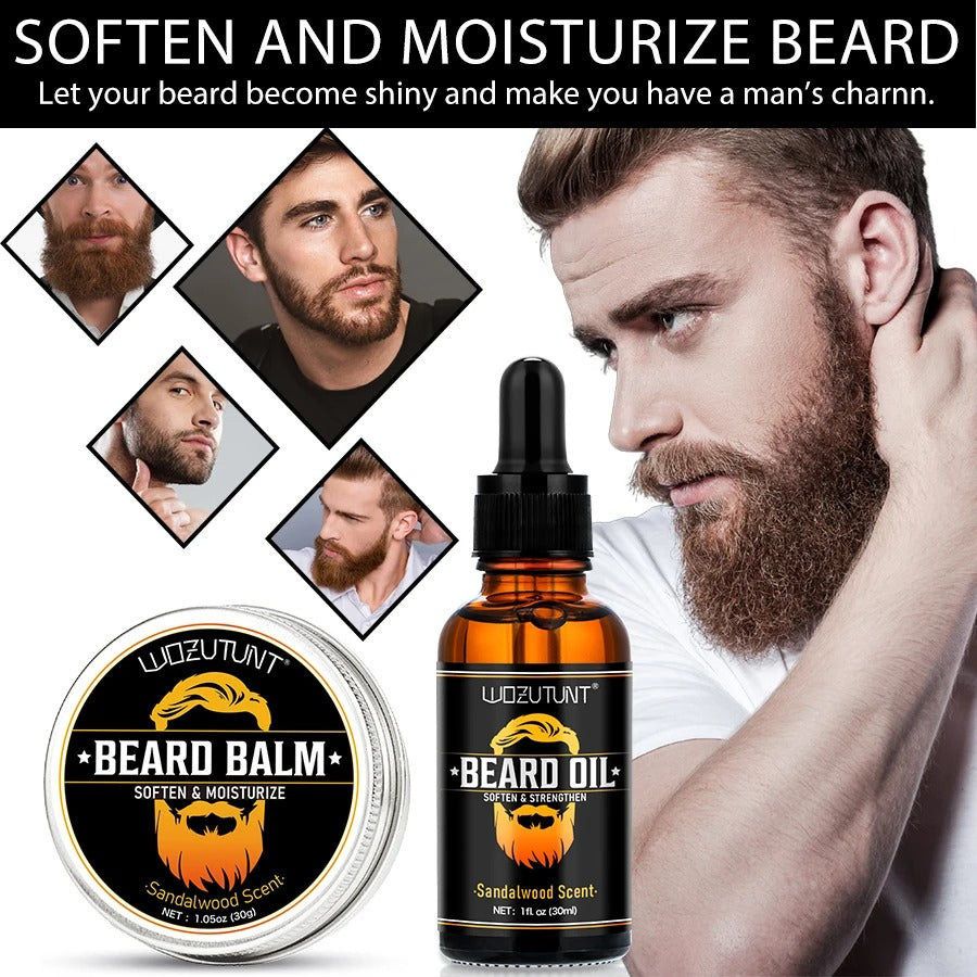 100% Natural Sandalwood Scent Beard Oil and Balm