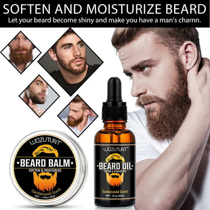 100% Natural Sandalwood Scent Beard Oil and Balm