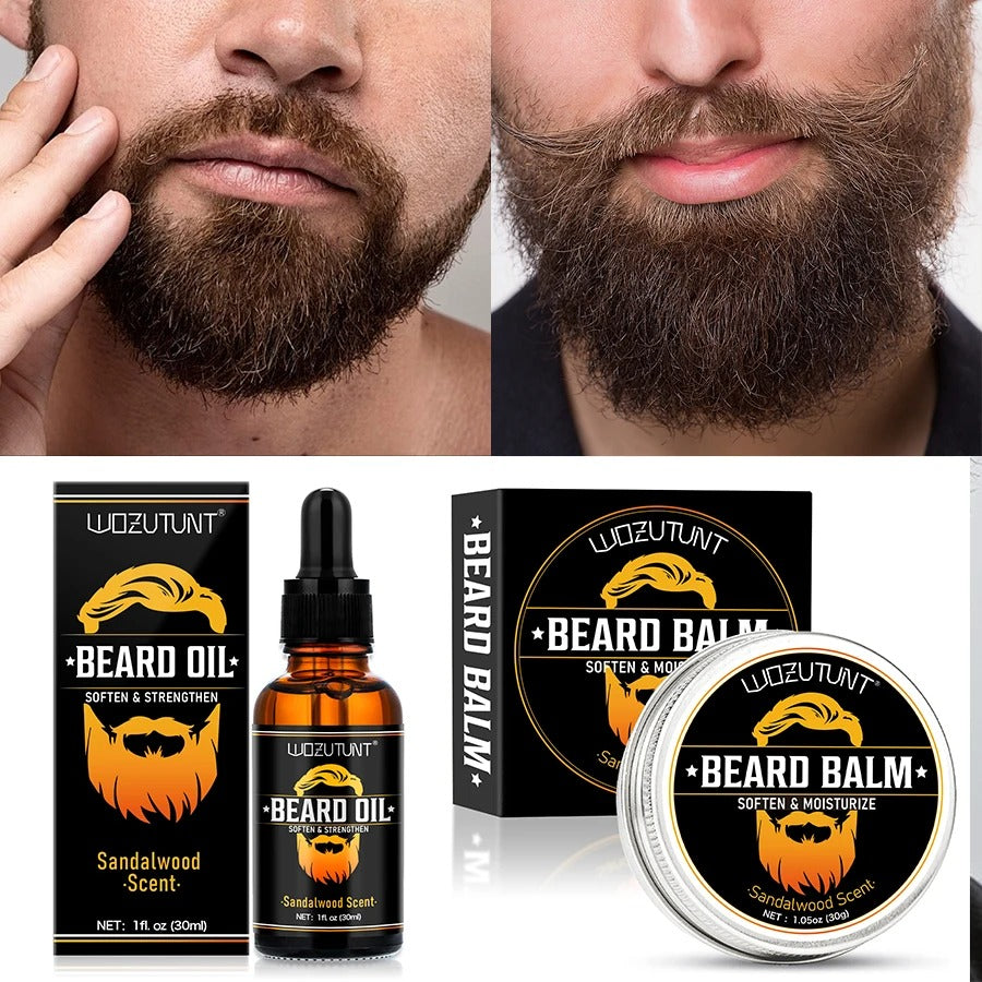 100% Natural Sandalwood Scent Beard Oil and Balm