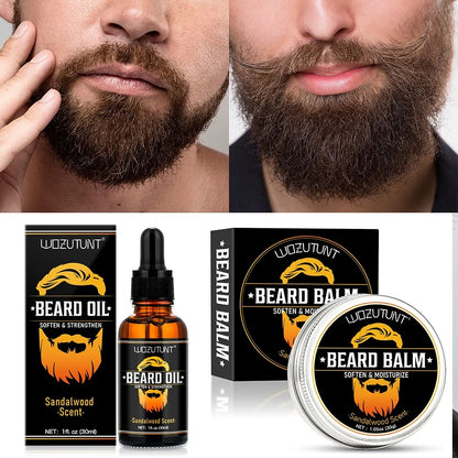 100% Natural Sandalwood Scent Beard Oil and Balm